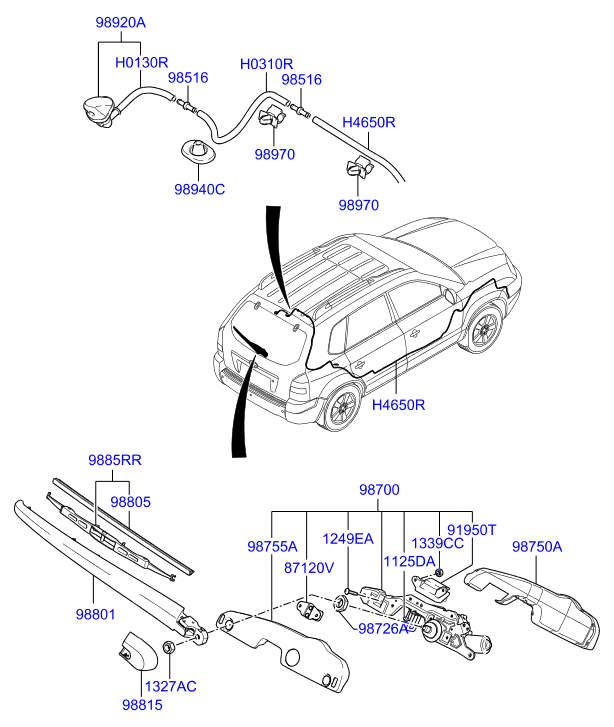 OEM 988202E000 - Rear wiper & washer: 1 pcs. onlydrive.pro