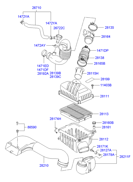 Hyundai 28164-27900 - Air cleaner: 1 pcs. onlydrive.pro