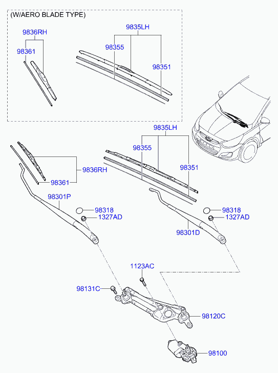 Hyundai 983501R050 - Wiper Blade onlydrive.pro