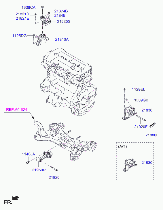 Hyundai 21830B4010 - Mounting, manual transmission onlydrive.pro