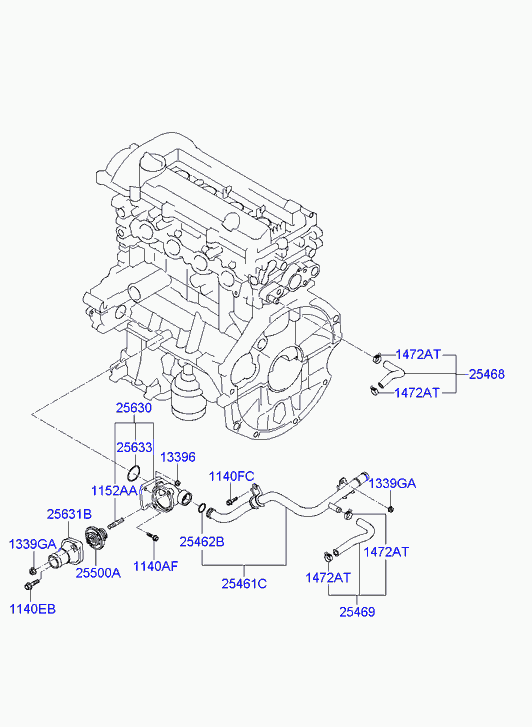 Hyundai 25500-2B400 - Termostaatti, jäähdytysneste onlydrive.pro