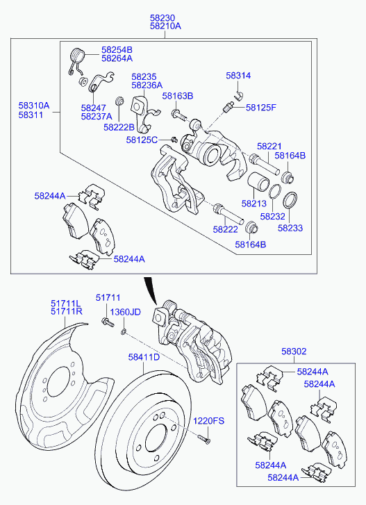 Hyundai 58302B4A30 - Brake Pad Set, disc brake onlydrive.pro