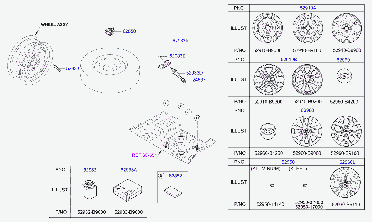 KIA 52933B2100 - Wheel & cap: 4 pcs. onlydrive.pro