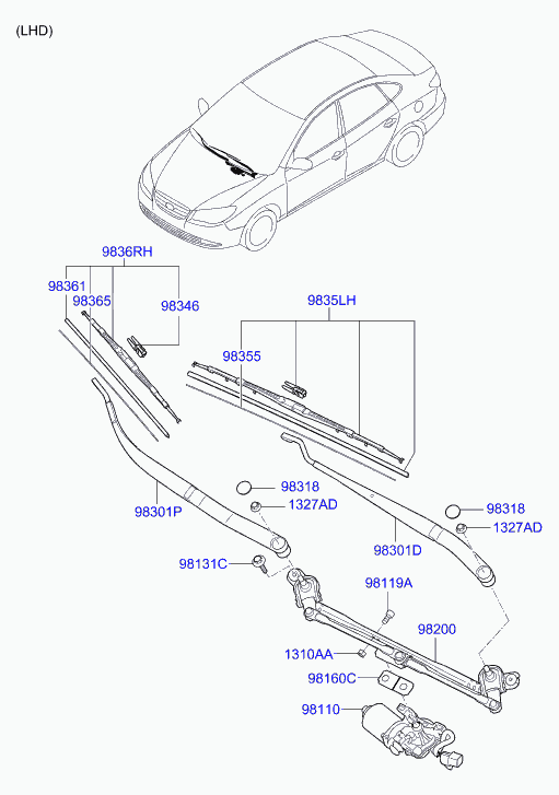 Hyundai 983502H050 - Pyyhkijänsulka onlydrive.pro