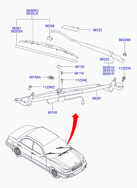 Hyundai 9835038000 - Windshield wiper: 1 pcs. onlydrive.pro