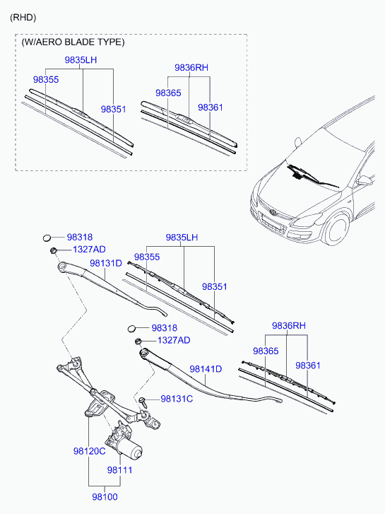 Hyundai 98350 2L000 - Stikla tīrītāja slotiņa onlydrive.pro