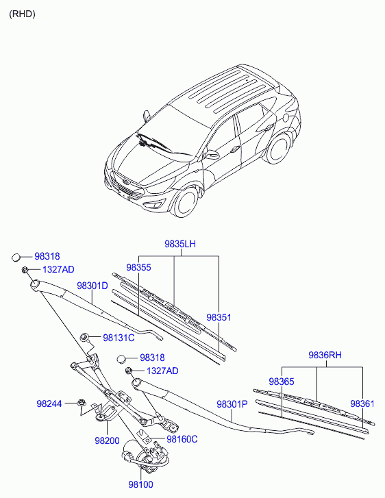 Hyundai 983502S010 - Blade assy - wiper, driver onlydrive.pro