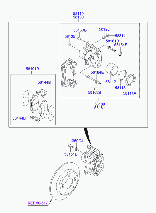 Hyundai 581441H000 - Accessory Kit for disc brake Pads onlydrive.pro