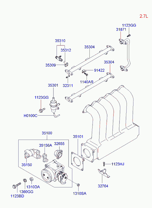 KIA 3517037100 - Throttle body & injector: 1 pcs. onlydrive.pro