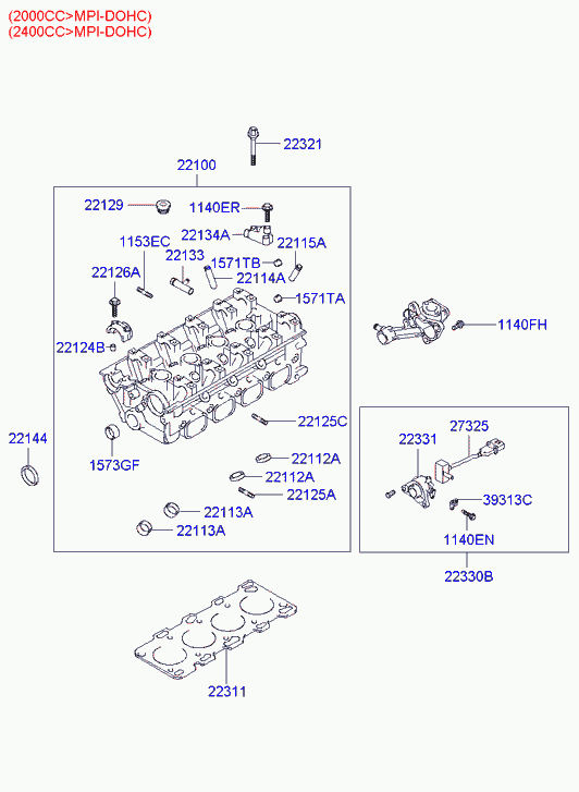 Hyundai 22144-39000 - Cylinder head: 2 pcs. onlydrive.pro