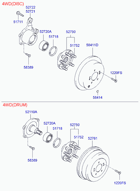 KIA 5175237000 - Rear wheel hub: 5 pcs. onlydrive.pro
