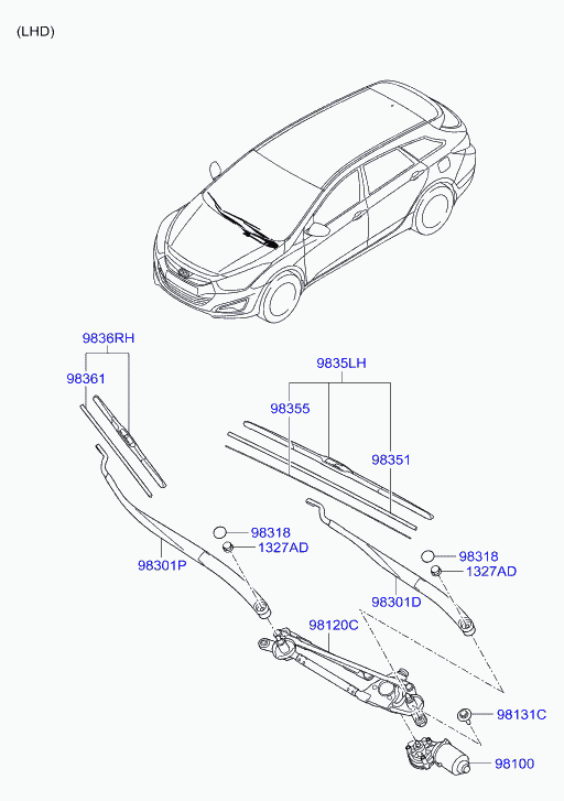 Hyundai 98360-3Z000 - Wiper Blade onlydrive.pro