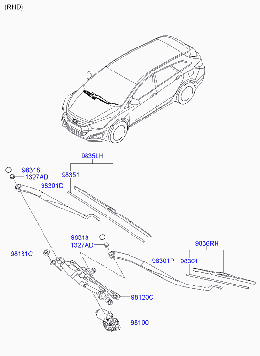 Hyundai 98350-3Z000 - Windshield wiper: 1 pcs. onlydrive.pro