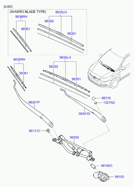 Hyundai 98360 1S000 - Windshield wiper: 1 pcs. onlydrive.pro