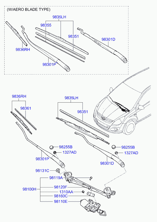 Hyundai 98360-1J000 - Windshield wiper: 1 pcs. onlydrive.pro