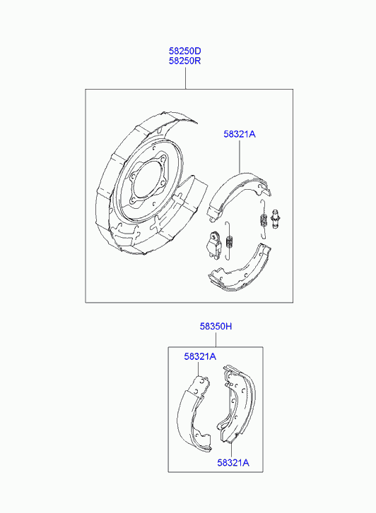 Hyundai 58321H1040 - Brake Shoe Set, parking brake onlydrive.pro