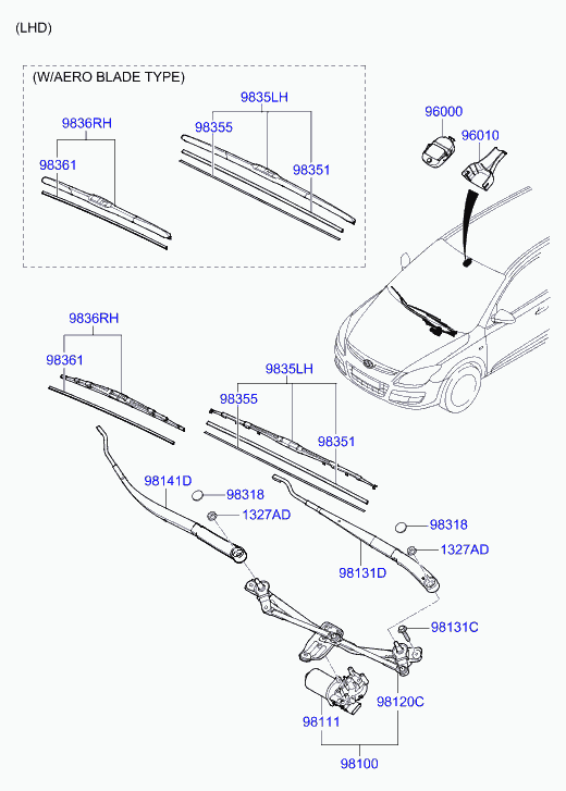 Hyundai 983602L030 - Wiper Blade onlydrive.pro