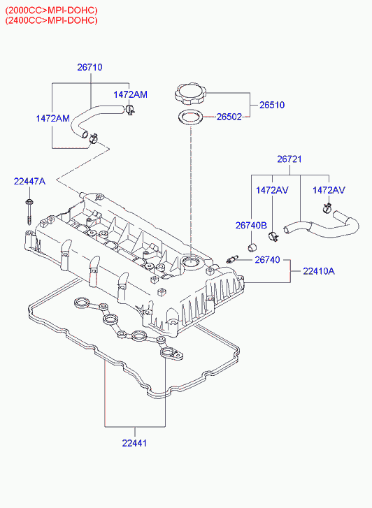 KIA 22441-27400 - Gasket, cylinder head cover onlydrive.pro