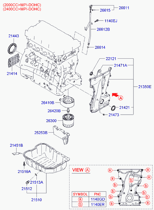 Hyundai 21512-27001 - Belt cover & oil pan: 1 pcs. onlydrive.pro