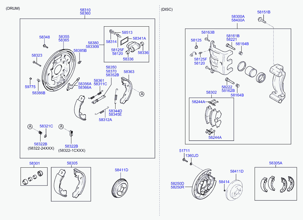 Hyundai 583051CA00 - Brake Shoe Set onlydrive.pro