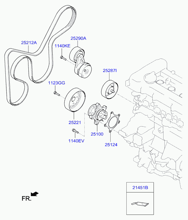 KIA 252122B120 - V-Ribbed Belt onlydrive.pro