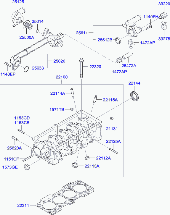 Hyundai 3922002500 - Cylinder head (sohc): 1 pcs. onlydrive.pro