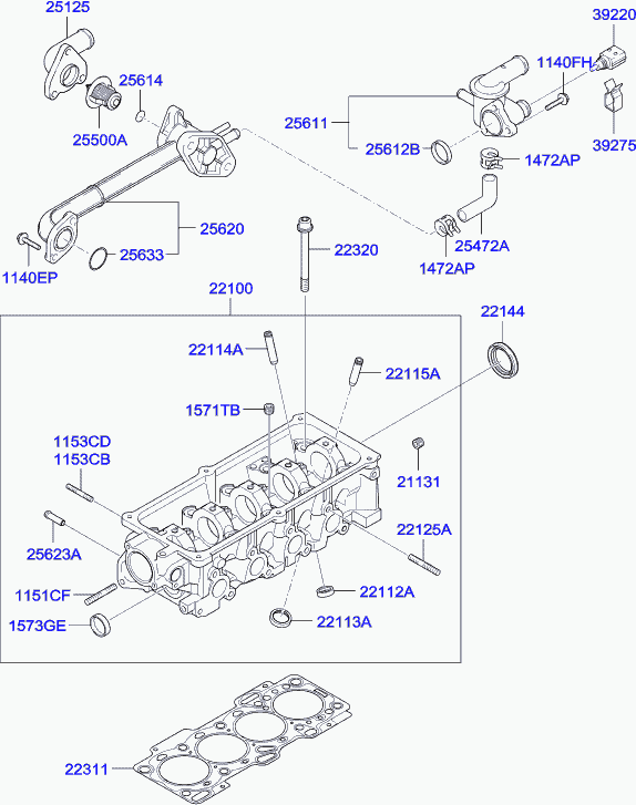 Hyundai 25500-02500 - Coolant thermostat / housing onlydrive.pro