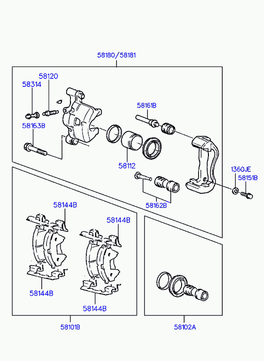 Hyundai 58101-02A00 - Bremžu uzliku kompl., Disku bremzes onlydrive.pro