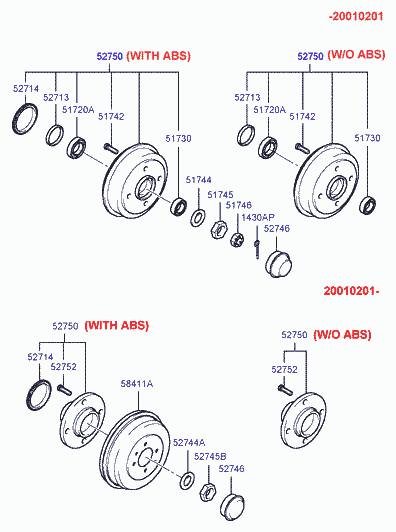 Hyundai 52713-21100 - Bearing Kit, wheel hub onlydrive.pro