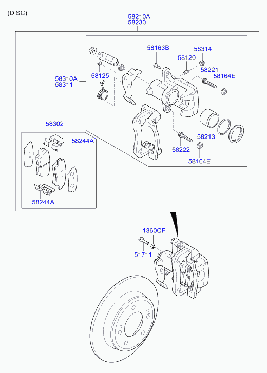 Hyundai 58302A6A30 - Piduriklotsi komplekt,ketaspidur onlydrive.pro