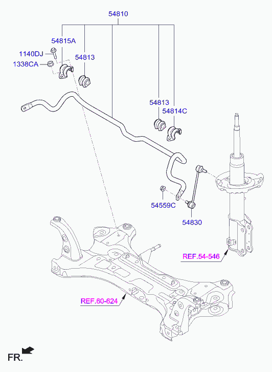 Hyundai 54830M0000 - Rod / Strut, stabiliser onlydrive.pro