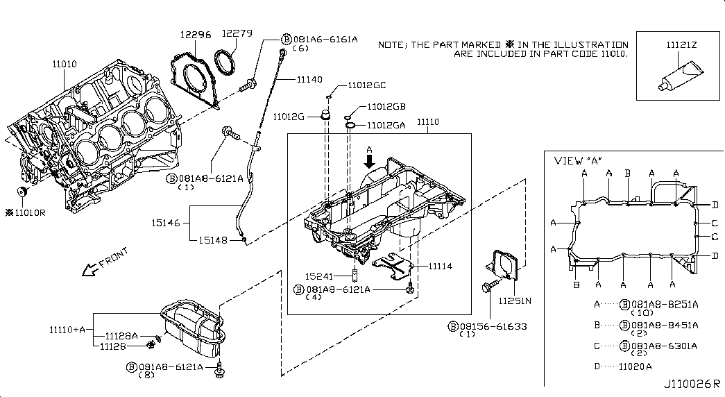 NISSAN 11128-01M00 - Резьбовая пробка, масляный поддон onlydrive.pro