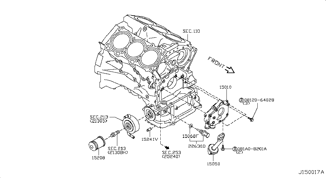 NISSAN 1520865F1A - Lubricating system; with oil cooler 2wd: 01 pcs. onlydrive.pro