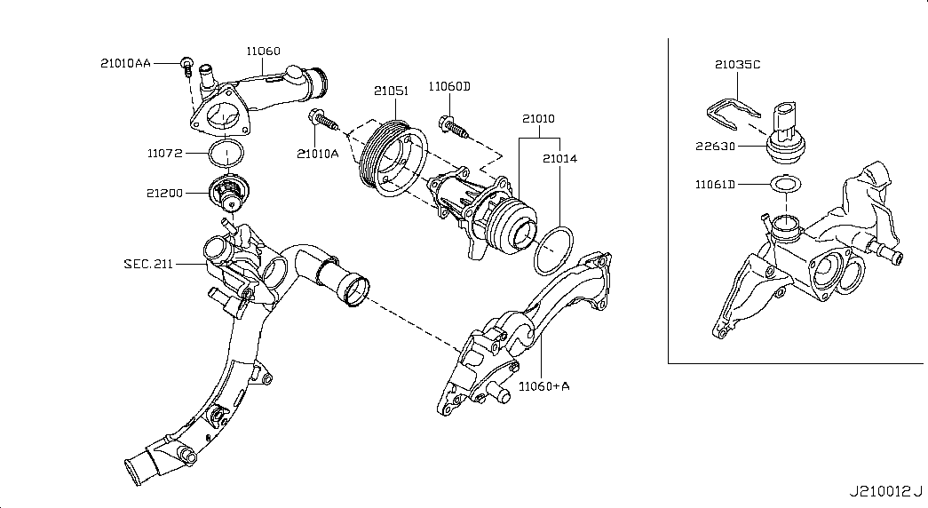 NISSAN 21306-00QAH - Gasket, thermostat onlydrive.pro