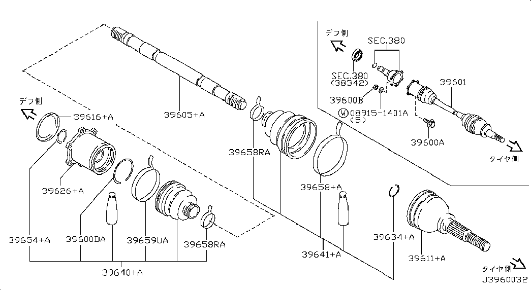 NISSAN 39711-AR402 - Nivelsarja, vetoakseli onlydrive.pro