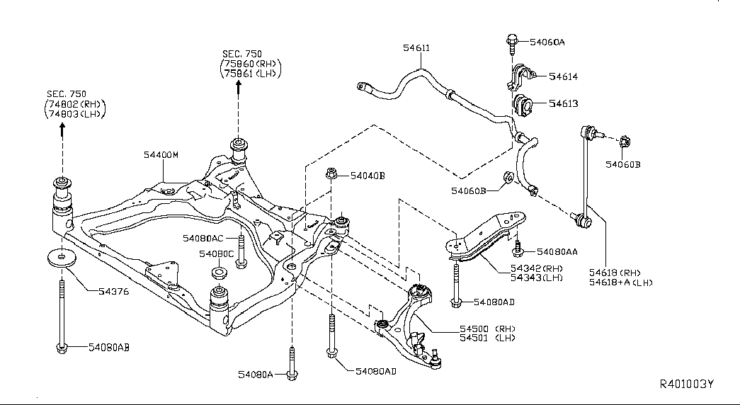 NISSAN 54501-3JA0C - Valdymo svirties / išilginių svirčių įvorė onlydrive.pro