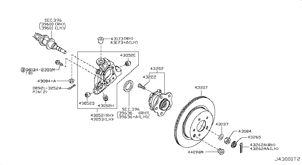 NISSAN 43202-4GA0B - Комплект подшипника, ступицы колеса onlydrive.pro