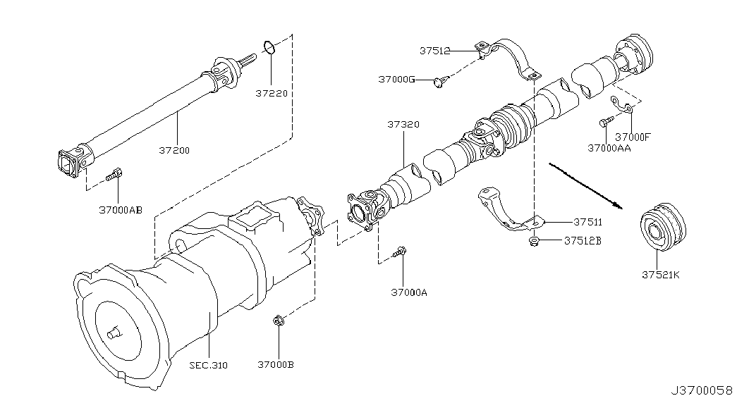 NISSAN 37200CG100 - Propshaft, axle drive onlydrive.pro