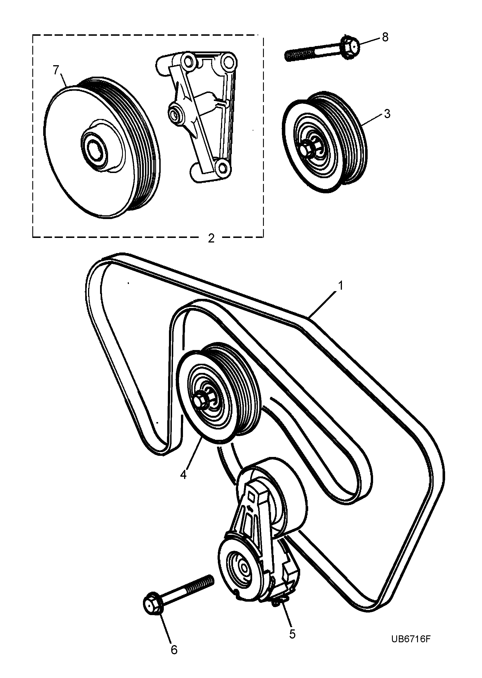 Jaguar AJ8 4136 - Drive belt and pulleys-v6-petrol: 1 pcs. onlydrive.pro