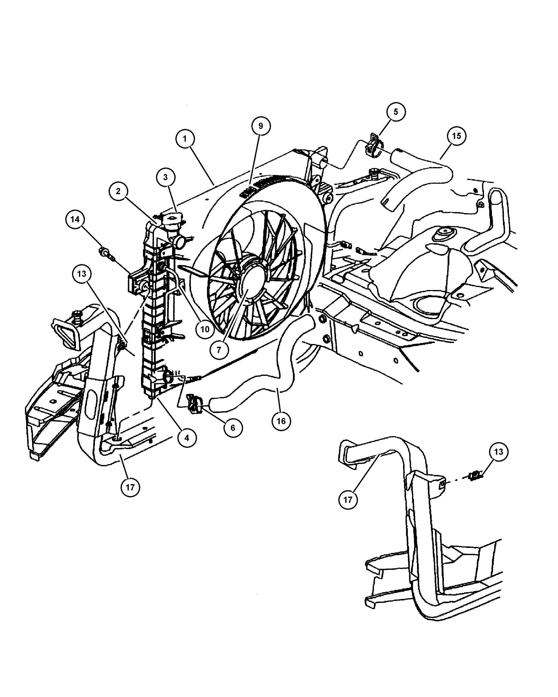 Chrysler 5202 8186 - Radiator and related parts 4.0l engine: 1 pcs. onlydrive.pro