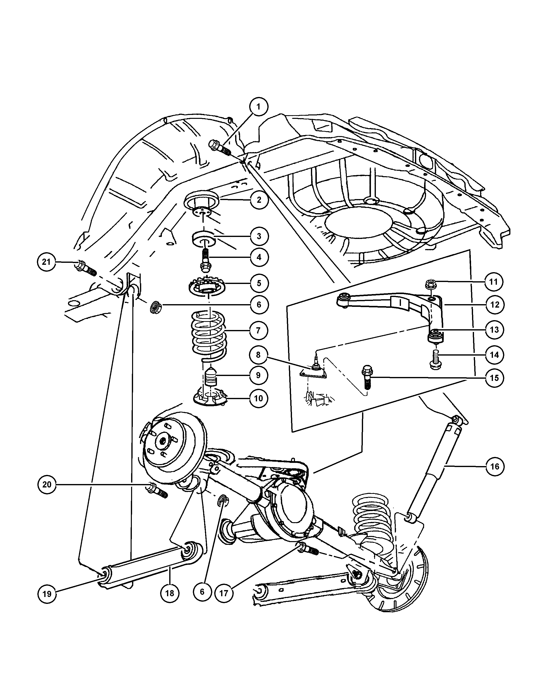 Chrysler 5208 8220 - Suspension,rear with springs,shocks and control arms: 2 pcs. onlydrive.pro