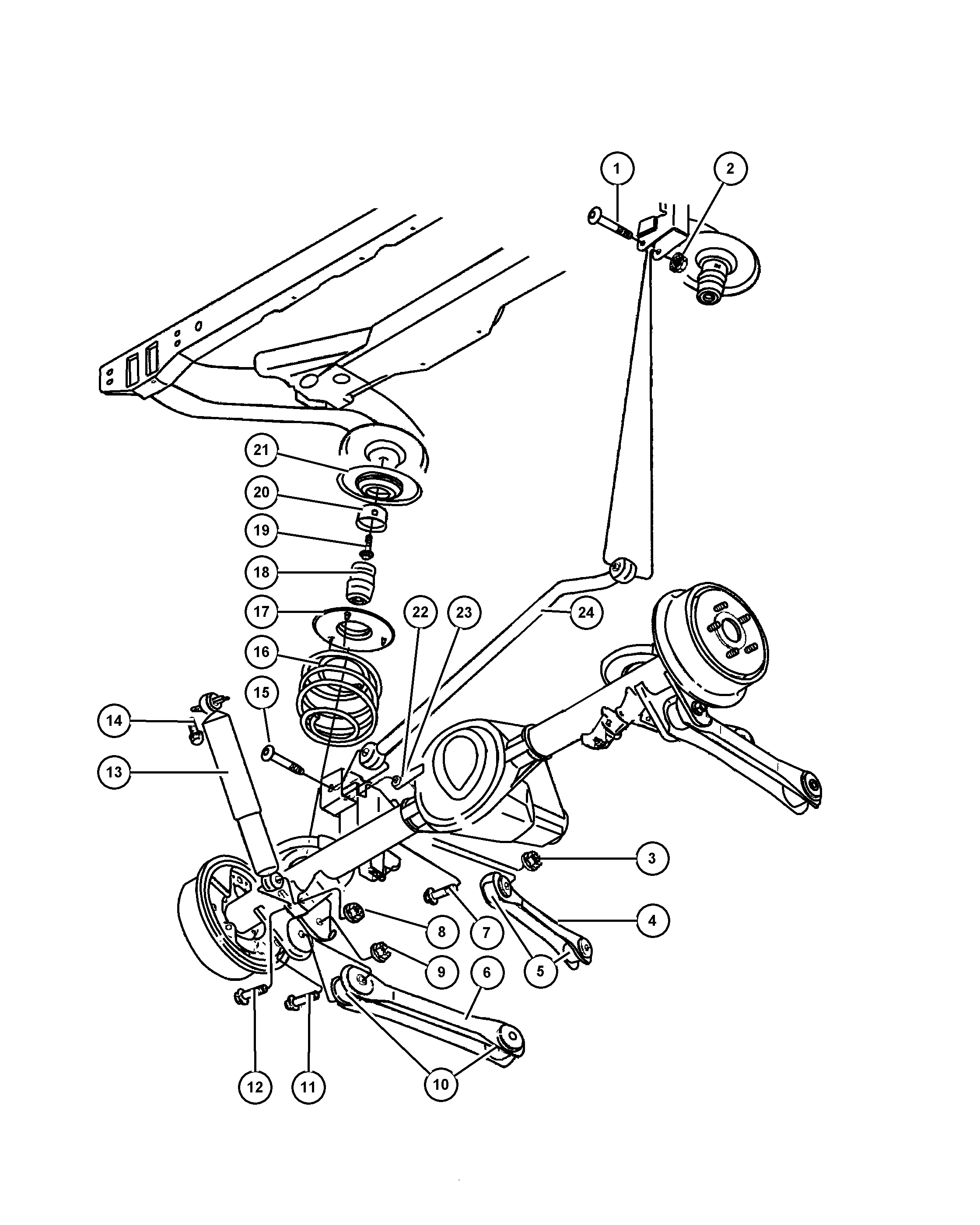 Chrysler 5208 8433 - Suspension, rear  with shocks,springs and track bar: 4 pcs. onlydrive.pro