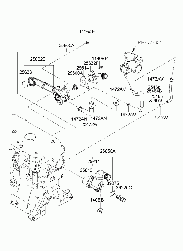 KIA 25612-02501 - Coolant thermostat / housing onlydrive.pro