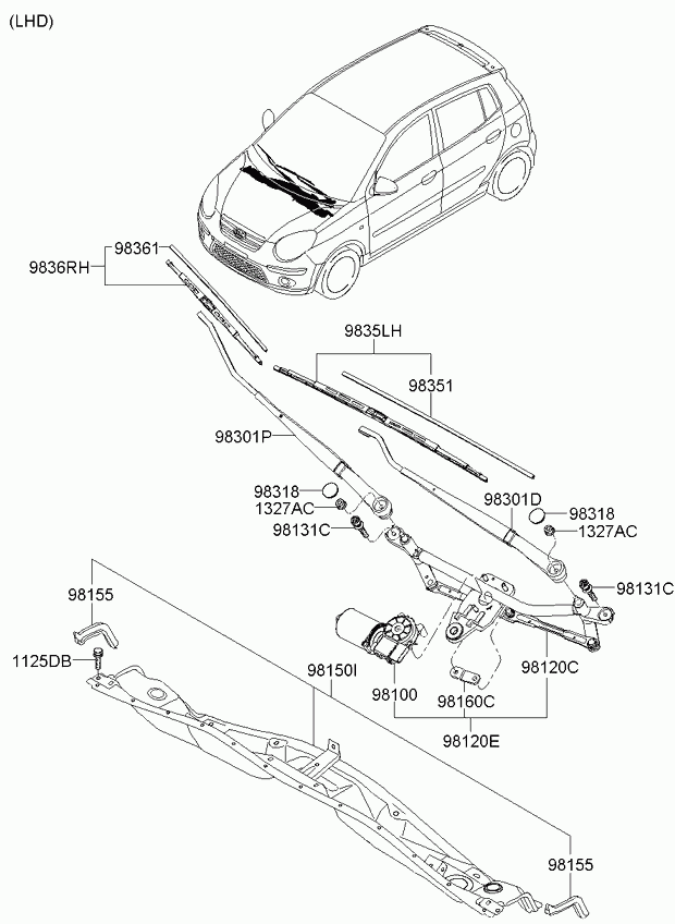 Hyundai 9836007000 - Windshield wiper: 1 pcs. onlydrive.pro