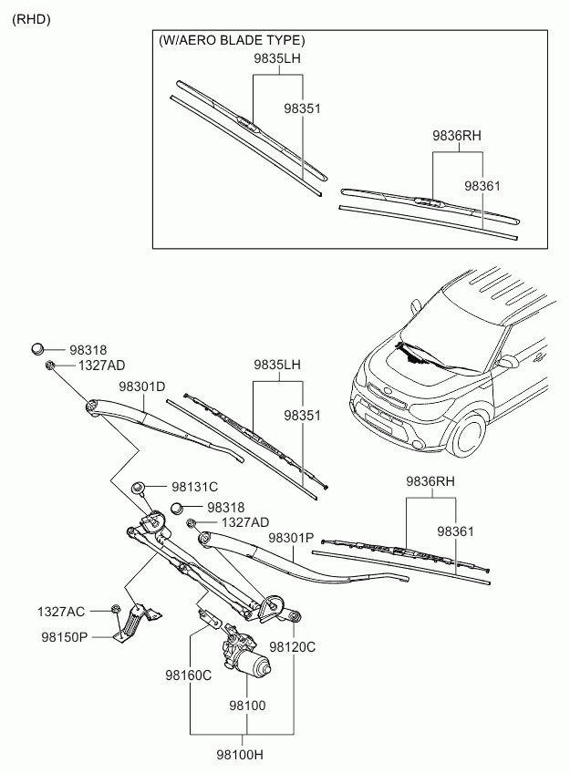 KIA 98350B2000 - Stikla tīrītāja slotiņa onlydrive.pro