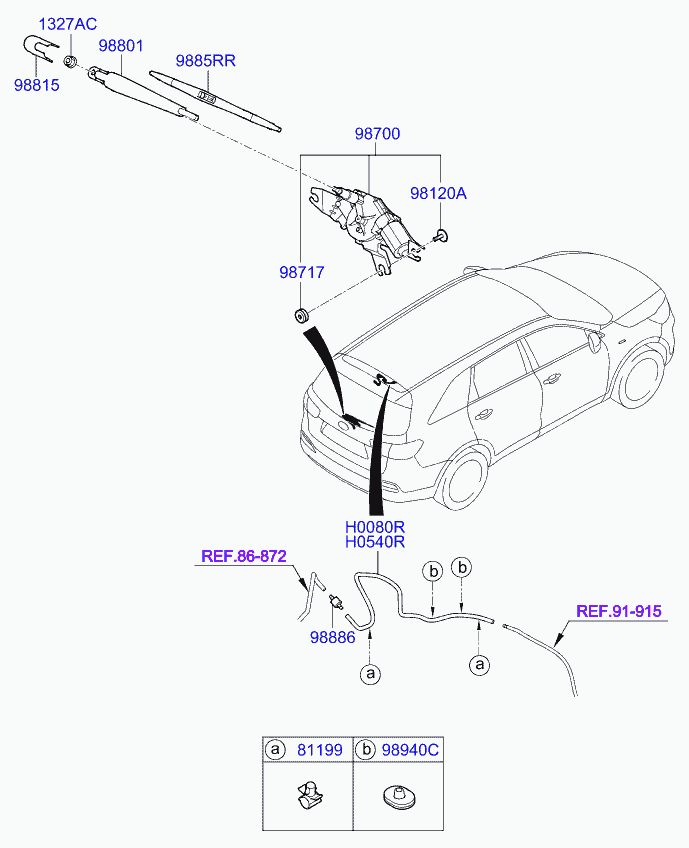 Hyundai 98850C5100 - Rear wiper & washer: 1 pcs. onlydrive.pro