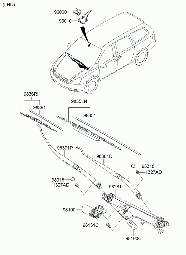 KIA 983604D050 - Wiper Blade onlydrive.pro