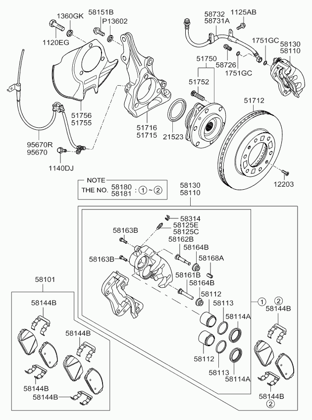 Hyundai 58101-4DE00 - Brake Pad Set, disc brake onlydrive.pro