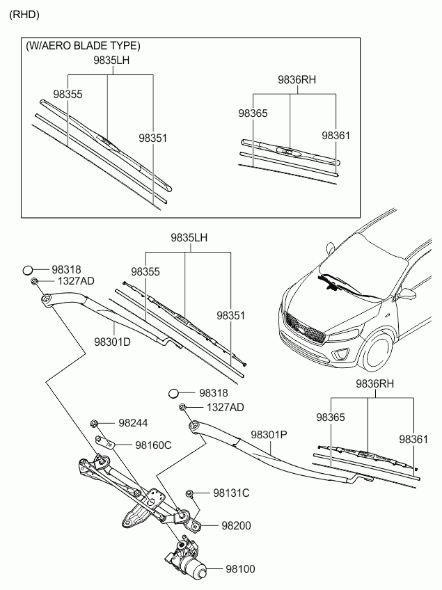 Hyundai 98350-2W000 - Wiper Blade onlydrive.pro