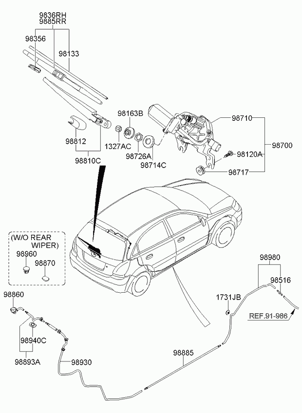 Hyundai 98360-1G000 - Window wiper - rear: 1 pcs. onlydrive.pro